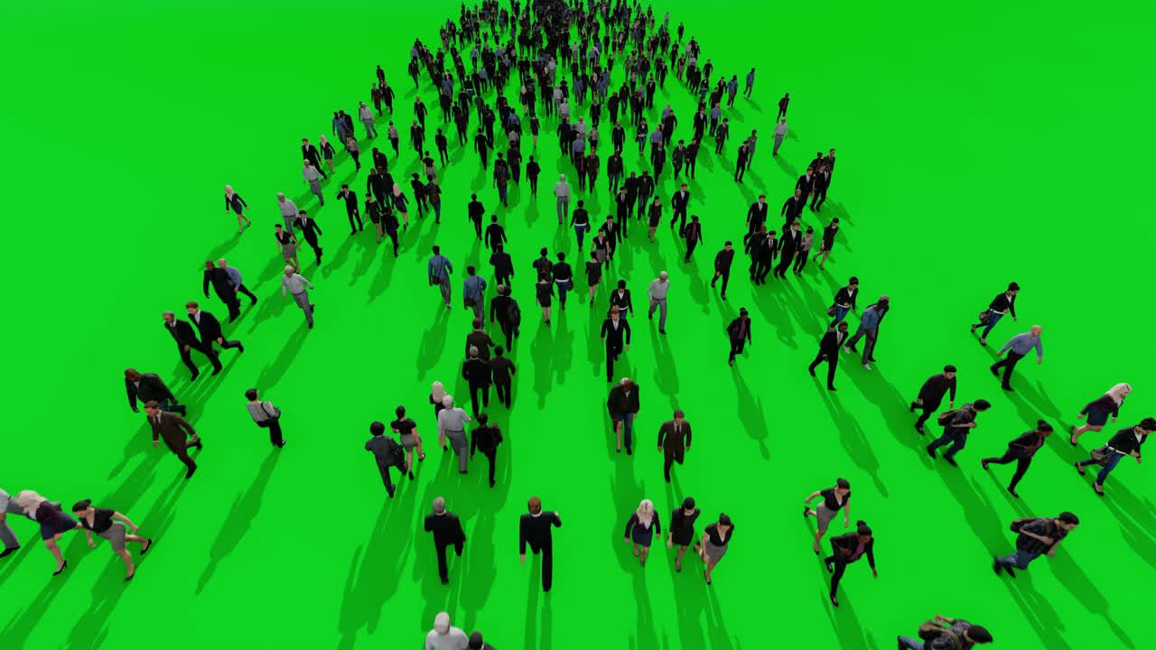 다채롭고 다문화적인 사업가들이 출퇴근할 때, 트 뷰 4k, 그린 스크린 크로마키