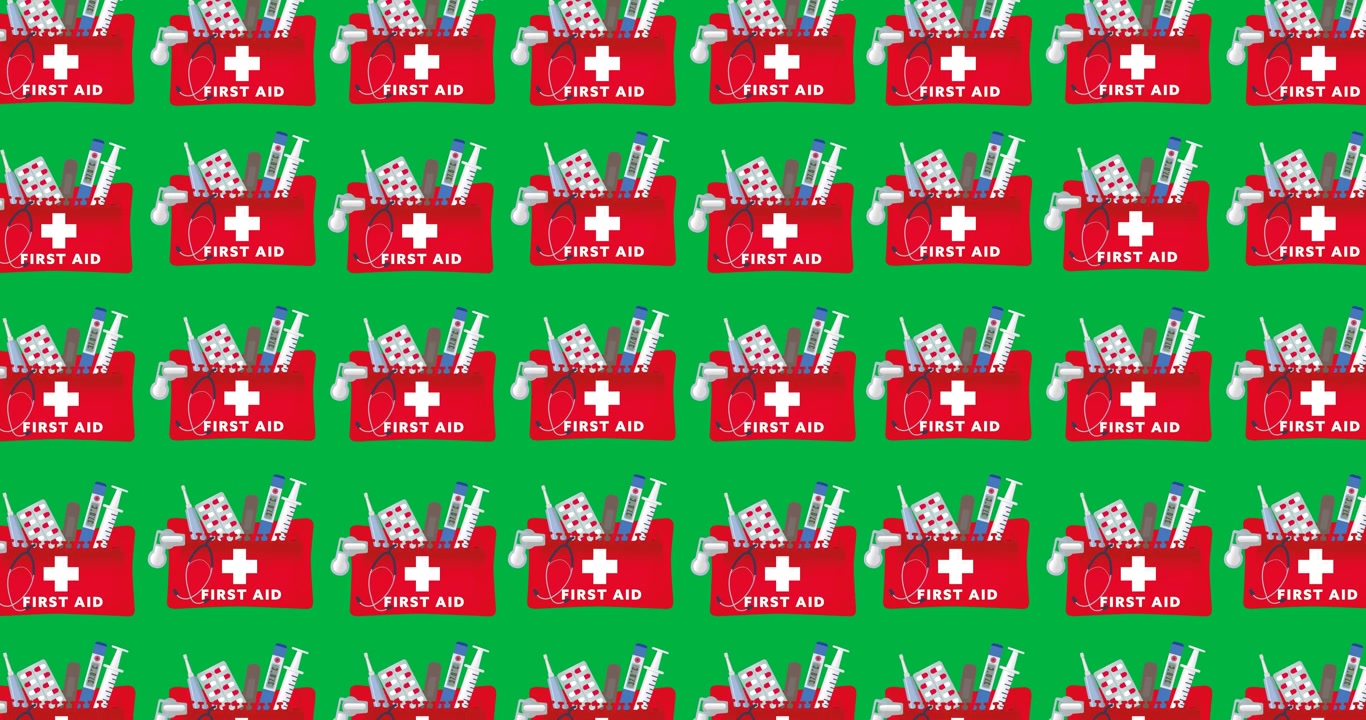 Animation of first aid kits moving on transparent background