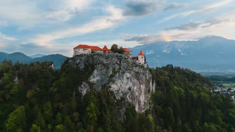 aerial view of lake bled and the castle of bled