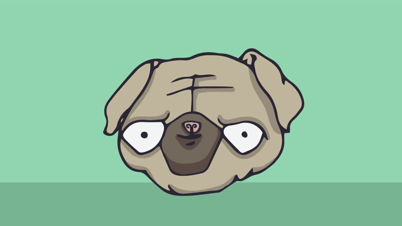 animación del icono del perro con espacio de copia en fondo verde.