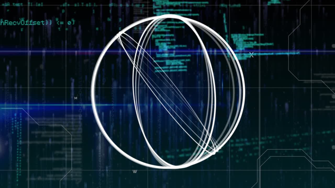 animación de círculos sobre el procesamiento de datos en espacio verde y negro