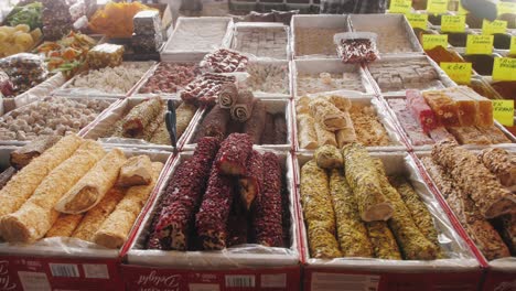 turkish delight and other sweets at a market