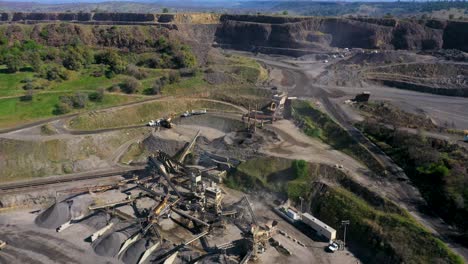 Drone-flight-approaching-upper-shelf-of-a-quarry