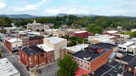 lenoir nc, north carolina aerial orbit of town, small town america, small town usa