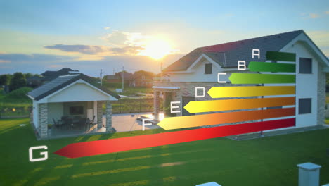 smart home with animation of energy efficient classes