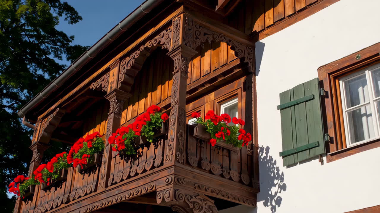 Alpine Village Landscape and Traditional Wooden Houses