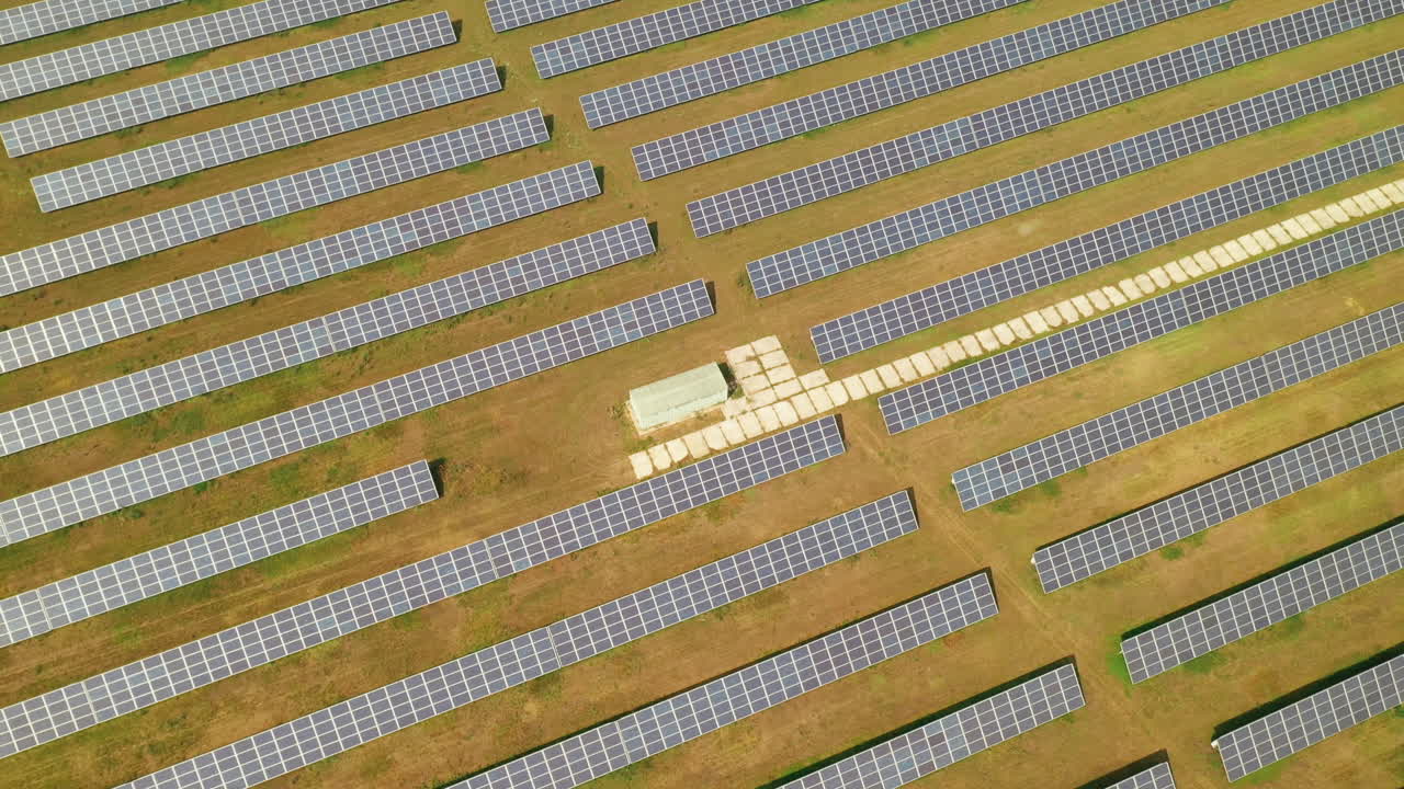 Aerial flying up footage of a solar power plant in Dobre Pole, Czech Republic