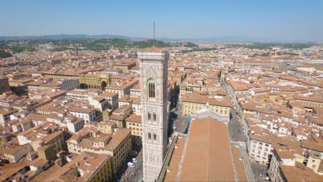 4k-pan-Giotto's-bell-tower-seen-from-top-of-Cathedral-Santa-Maria-del-Fiore-Duomo