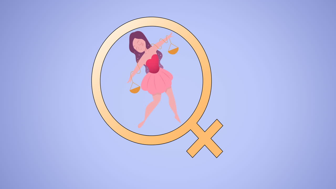 animación de la mujer libra en el símbolo de la mujer