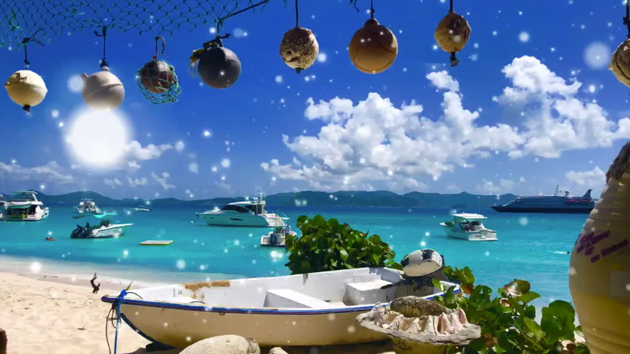 조스트 반 다이크의 화이트 베이 해변에 애니메이션 눈