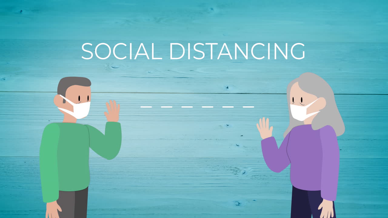 Coronavirus people social distancing with masks .