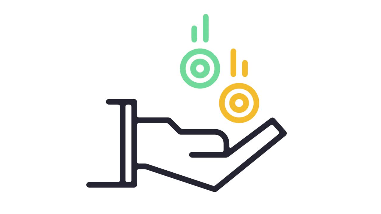 알파와 함께 동전 값 라인 아이콘 애니메이션