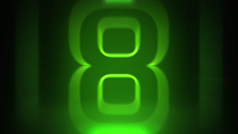 green square neon countdown 10 seconds beautiful outline retro glow light box color dynamic flying animation concept background with reflection