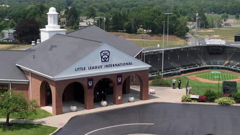 Little-League-World-Series-location-in-Williamsport,-Pennsylvania-with-drone-video-panning-parallax-right-to-left