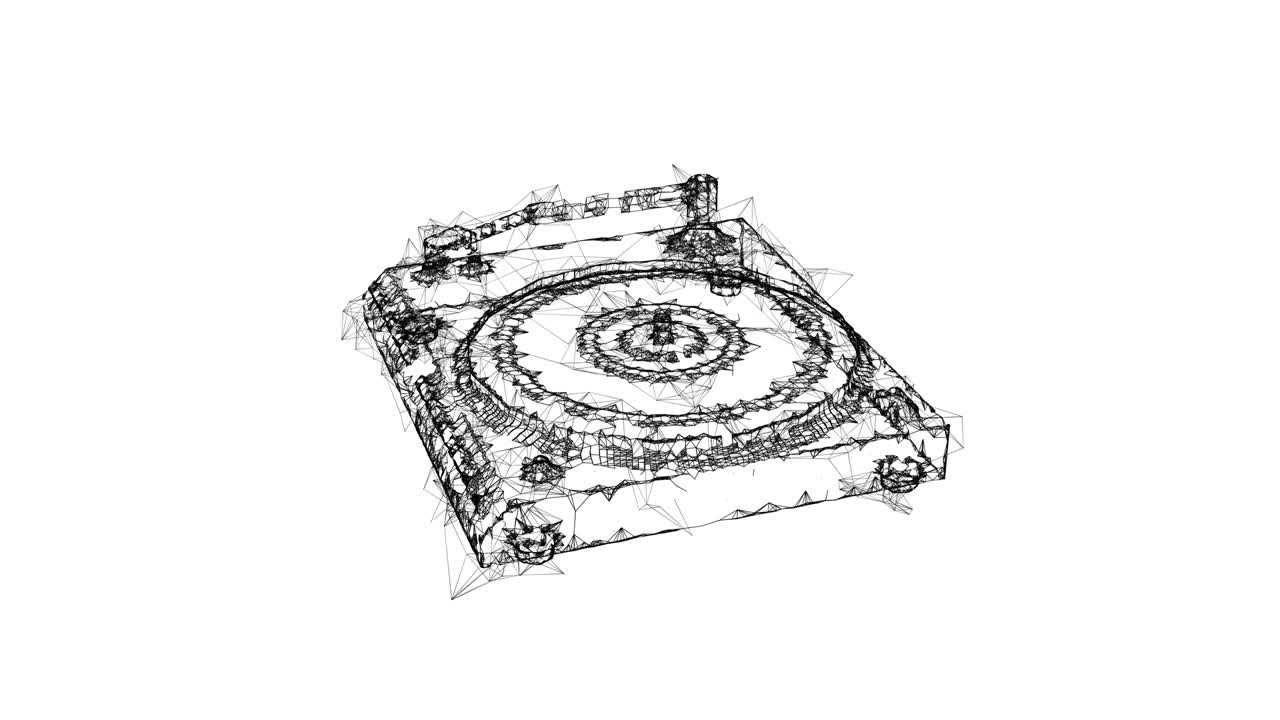 비닐 회전 오디오 장치 와이어 프레임 낮은 폴리 메쉬 기술