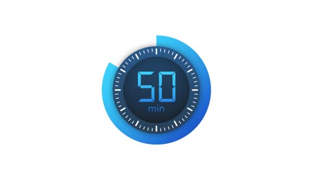 the 50 minutes timer. stopwatch icon in flat style. motion graphics.