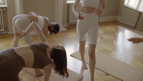 yoga class with instructor