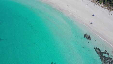 diagonal aerial of the white sands of bunker bay in dunsborough western australia