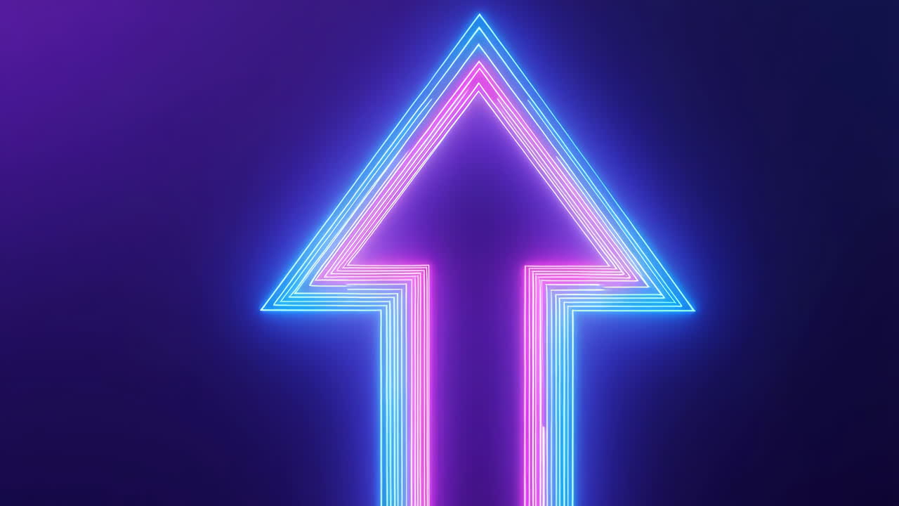 Abstract Neon Upward Arrow Glow
