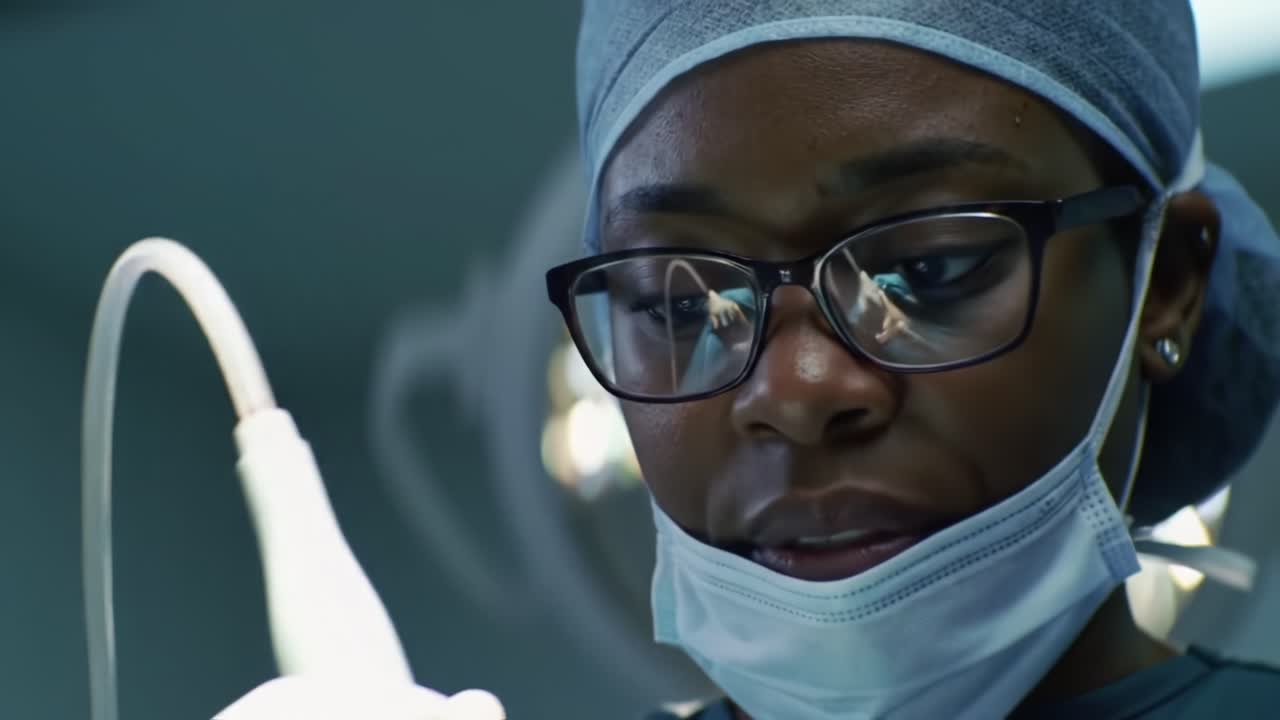 Dedicated Medical Professional Intently Focused on Surgical Procedure, Demonstrating Precision and Skill Under High-Stakes Conditions in a Modern Operating Room