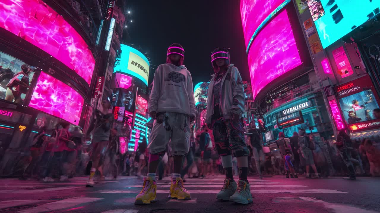 Cyberpunk Futuristic Cityscape with Neon Lights