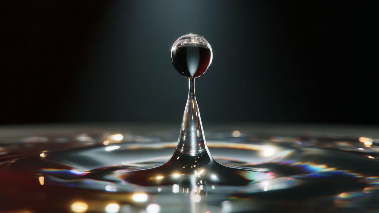 Captivating Transformations of Liquid Dynamics: A Visual Journey from Droplet Formation to Fluid Smoothness, Showcasing the Surreal Beauty and Intricate Patterns Created in Water's Surface Interaction