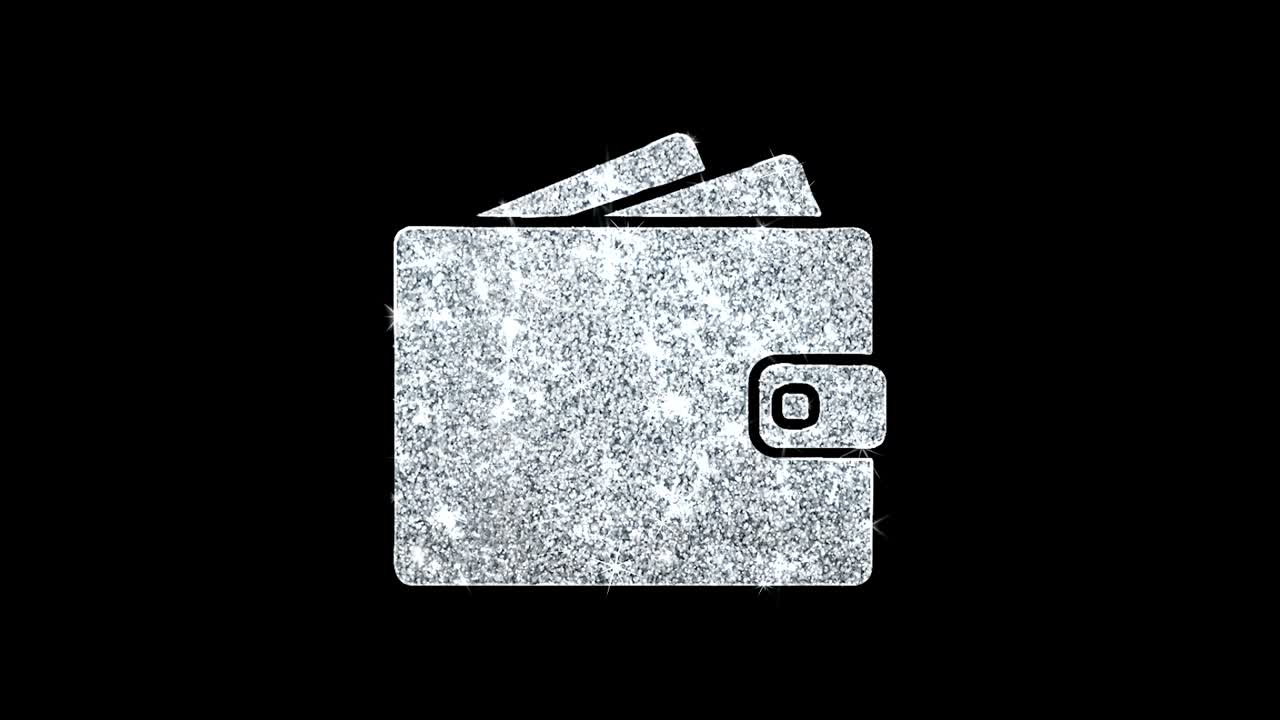 Wallet Purse Card Holder Icon Shining Glitter Loop Blinking Particles .