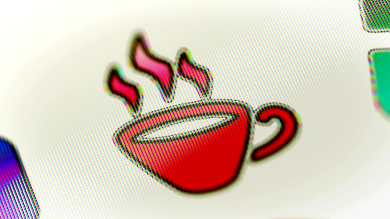 icono de tiempo de café en la pantalla. bucle.