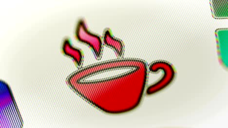coffee time icon on the screen. looping.