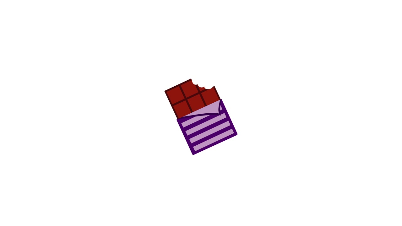 Animated Chocolate Bar Unwrapping and Taking a Bite
