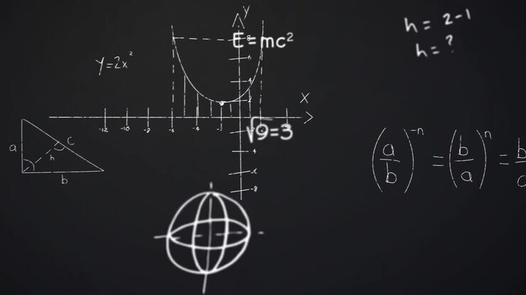 Animation of mathematical equations over black background