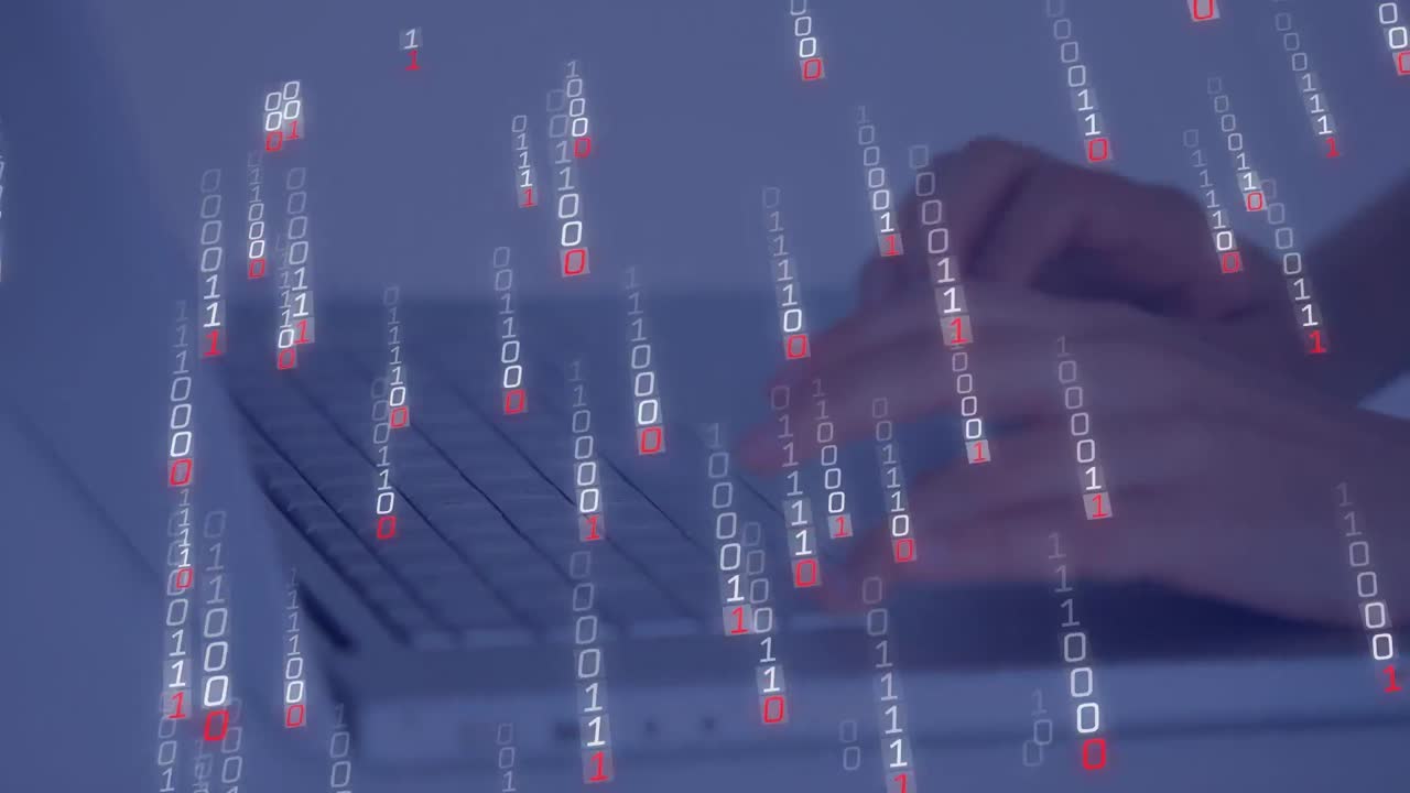 사무실에서 노트북을 사용하여 손으로 데이터 처리의 애니메이션