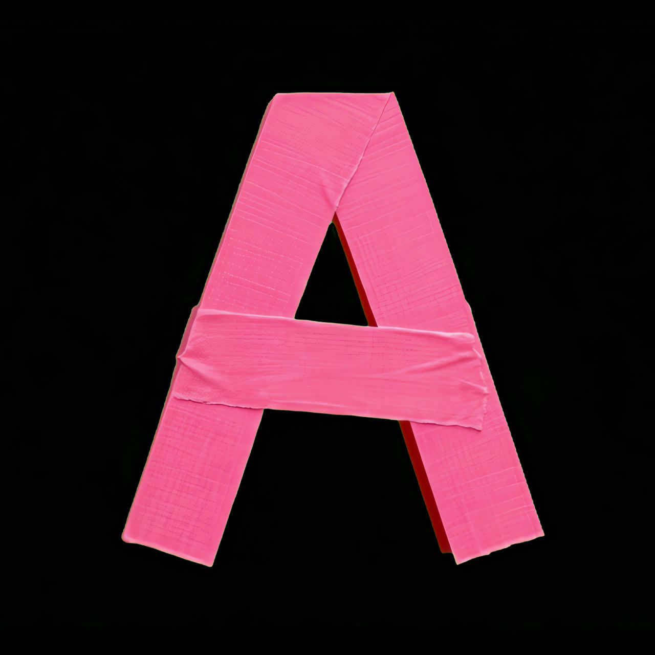 Pink letter A sculpture animation isolated asset, transparent 4K video, alpha channel, ProRes 4444