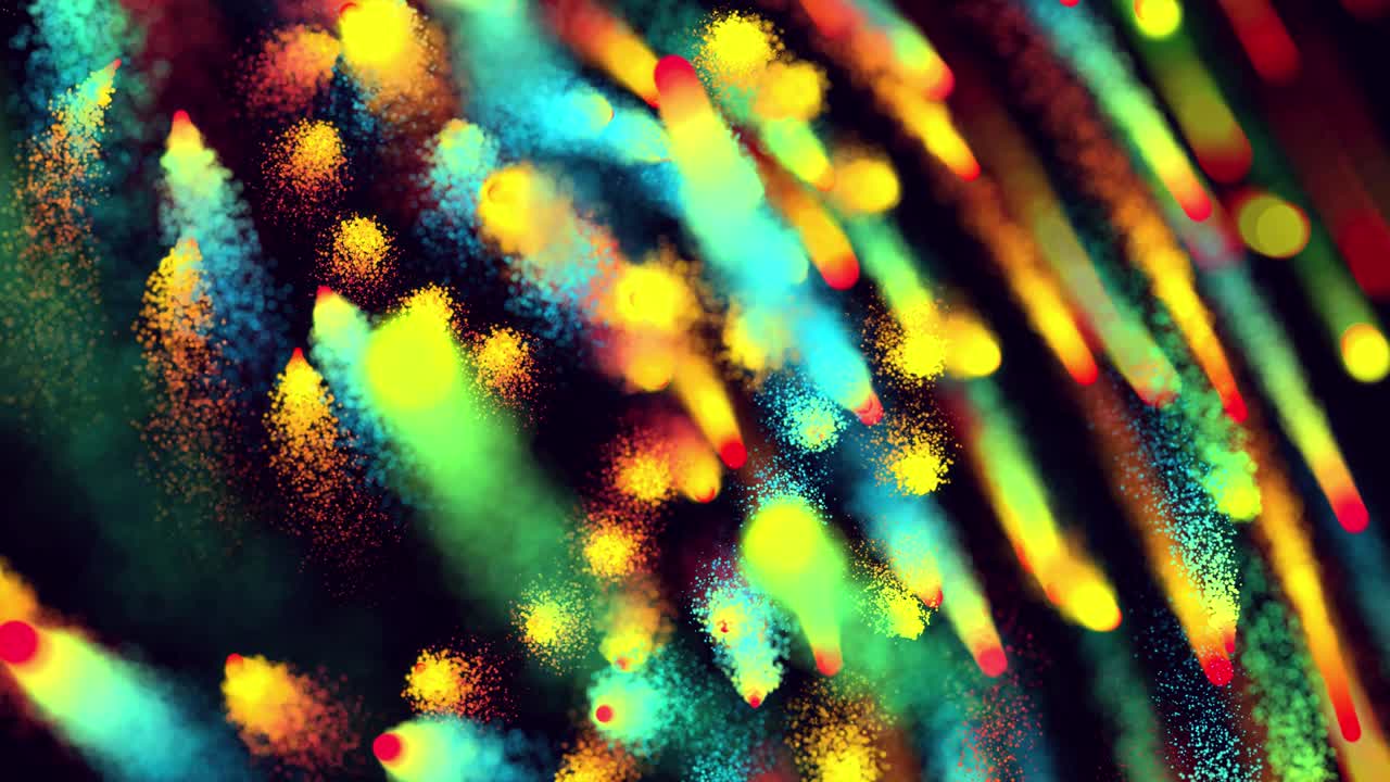 las partículas mágicas forman senderos hermosos. estructura de remolino. 3d render abstracto explosión colorida con luma mate como canal alfa. explosión de color arco iris.