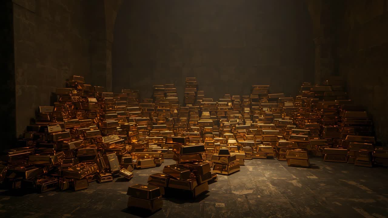 A mountain of gold bars