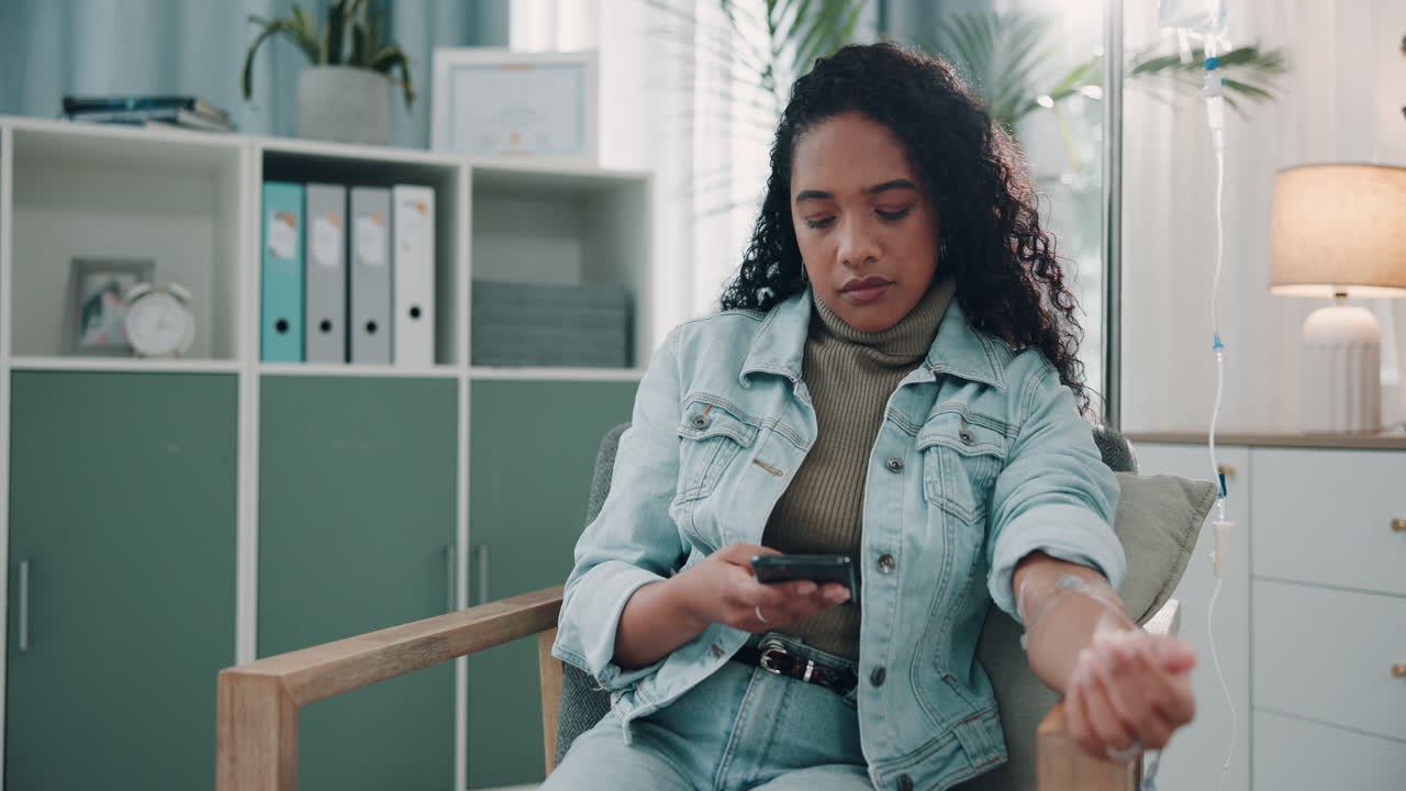 Woman in a hospital room