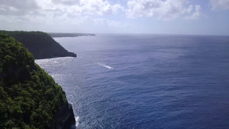 Aerial-view-of-a-motor-boat-in-the-distance