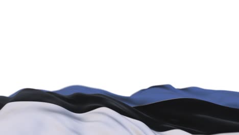 estonia fabric flag waving on the wind loop. estonian embroidery stitched cloth banner swaying on the breeze. half-filled white background. place for text. 20 seconds loop.