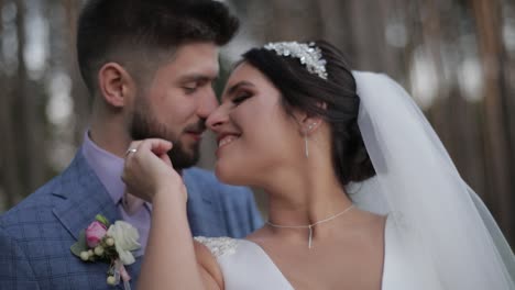 wedding couple making a kiss. lovely groom and bride. happy family