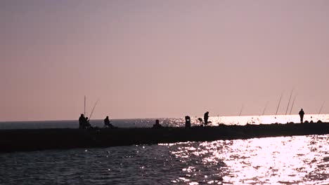 group of fisherman standing on the bay