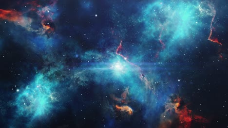 el vuelo el campo de estrellas y las nebulosas cósmicas azules, el universo