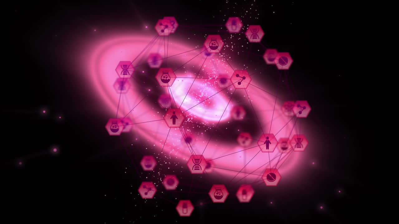 반이는 분홍색 원에 대한 디지털 아이콘의 세계