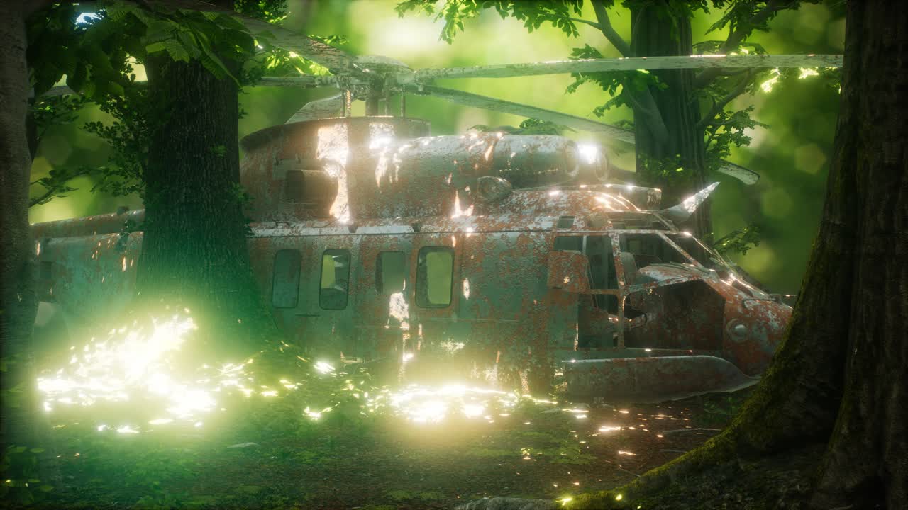 viejo helicóptero militar oxidado