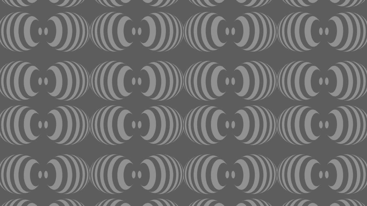 Graphic pattern in black and white with stroboscopic and hypnotic effect, while increasing in size and then reducing it.