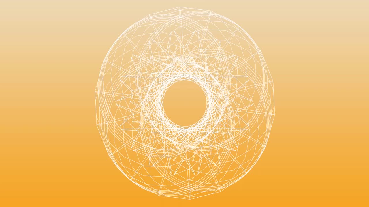 animación del procesamiento de datos con conexiones en fondo naranja