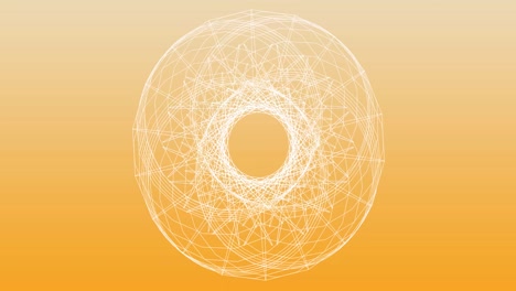 animación del procesamiento de datos con conexiones en fondo naranja