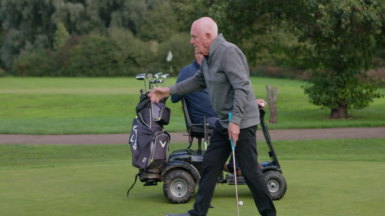 Golfers celebrating on a golf course