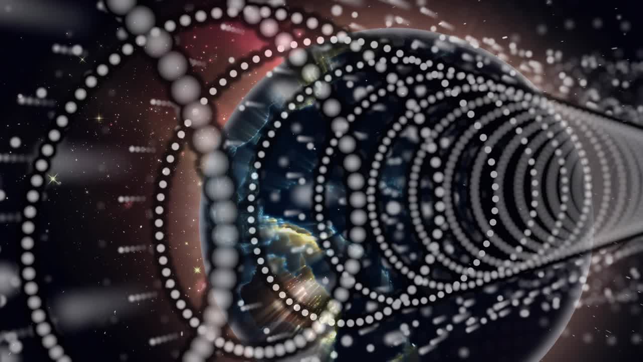 Animazione di un globo su punti in movimento.