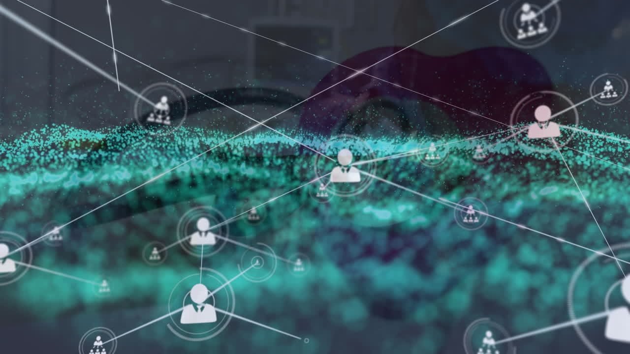 animación de la red de conexiones con iconos sobre diversos cirujanos