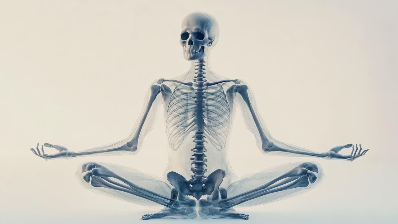 Transparent Skeleton in Yoga Pose